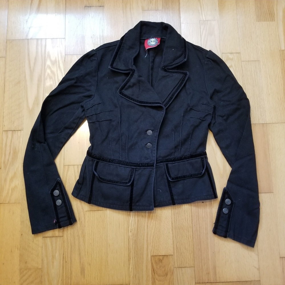 Red Balls on Fire Denim Blazer